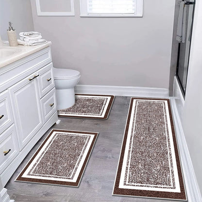 TECHVIDA Bathroom Rugs 3pcs Set,Non-Slip Ultra Soft Bath Rugs,Machine Washable,Water Absorbent,Dark Brown