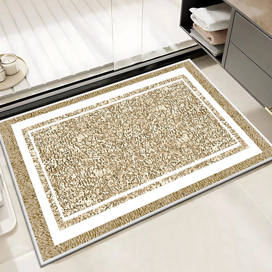 TECHVIDA Bathroom Rugs,Non-Slip Ultra Soft Bath Mat,Soft Absorbent Bathroom Rug and Bath Mat,Machine Washable,(18"x26",Beige and White)