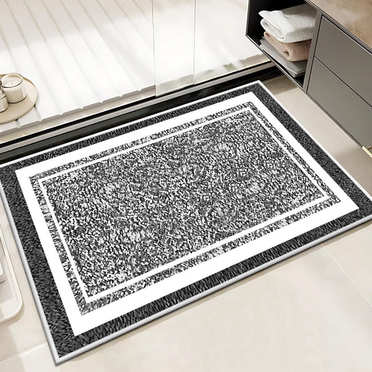 TECHVIDA Bathroom Rugs,Non-Slip Ultra Soft Bath Mat,Soft Absorbent Bathroom Rug and Bath Mat,Machine Washable,(18"x26",Black and White)