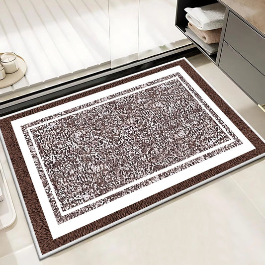 TECHVIDA Bathroom Rugs,Non-Slip Ultra Soft Bath Mat,Soft Absorbent Bathroom Rug and Bath Mat,Machine Washable,(18"x26",Brown and White)