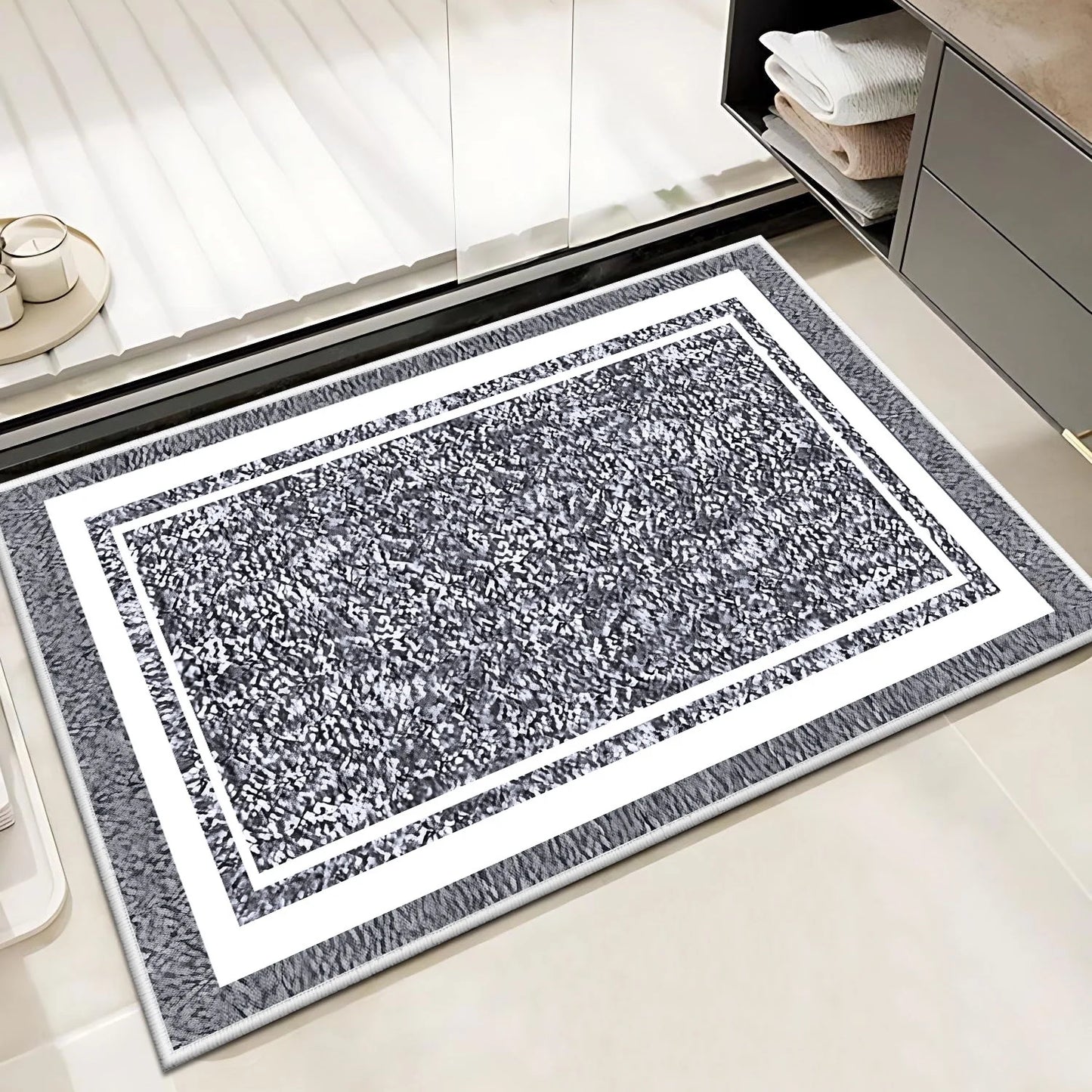 TECHVIDA Bathroom Rugs,Non-Slip Ultra Soft Bath Mat,Soft Absorbent Bathroom Rug and Bath Mat,Machine Washable,(18"x26",Gray and White)