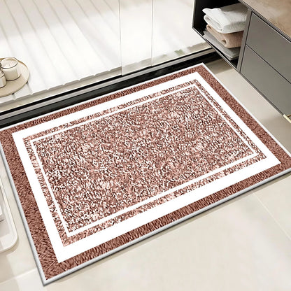 TECHVIDA Bathroom Rugs,Non-Slip Ultra Soft Bath Mat,Soft Absorbent Bathroom Rug and Bath Mat,Machine Washable,(18"x26",Pink and White)