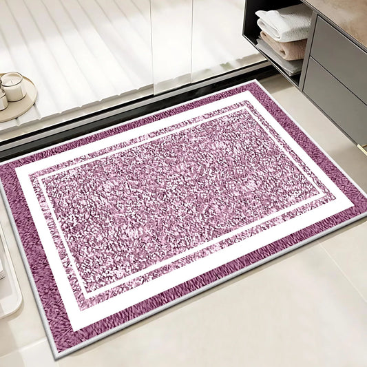 TECHVIDA Bathroom Rugs,Non-Slip Ultra Soft Bath Mat,Soft Absorbent Bathroom Rug and Bath Mat,Machine Washable,(18"x26",Pink and White)