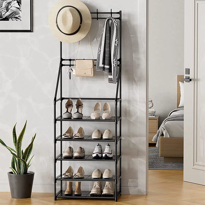 TECHVIDA Coat and Shoe Rack, 5-Tier Shoe Rack for Entryway,Coat Rack with Shoe Storage(Clearance)