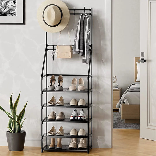 TECHVIDA Coat and Shoe Rack, 5-Tier Shoe Rack for Entryway,Coat Rack with Shoe Storage(Clearance)
