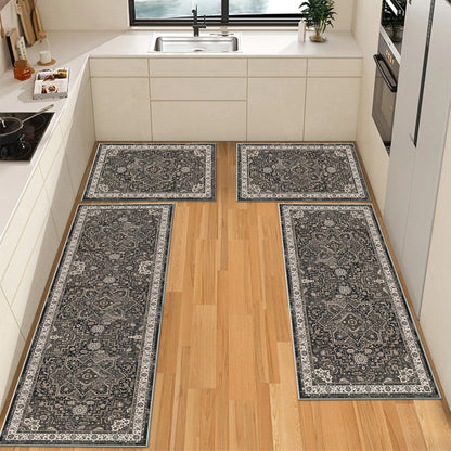 TECHVIDA Kitchen Rugs 4 Piece Set,Non Slip Machine Washable Kitchen Mats,Boho Vintage Abstract Kitchen Carpet for Farmhouse Living Room Hallway
