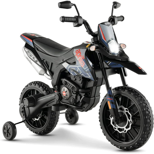 Techvida Kids Motorcycle,12V Licensed Battery Powered Electric Vehicle Dirt Bike w/Training Wheels,Headlight & Music,Spring Suspension,Ride on Motorcycle,Gift for Boys Girls,Blue