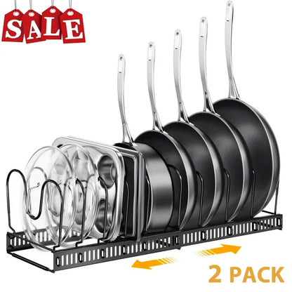 Techvida Pot and Pan Organizer for Under Cabinet,2 Pack Pot Lid Organizer Holder for Kitchen Cabinet Organizers and Storage