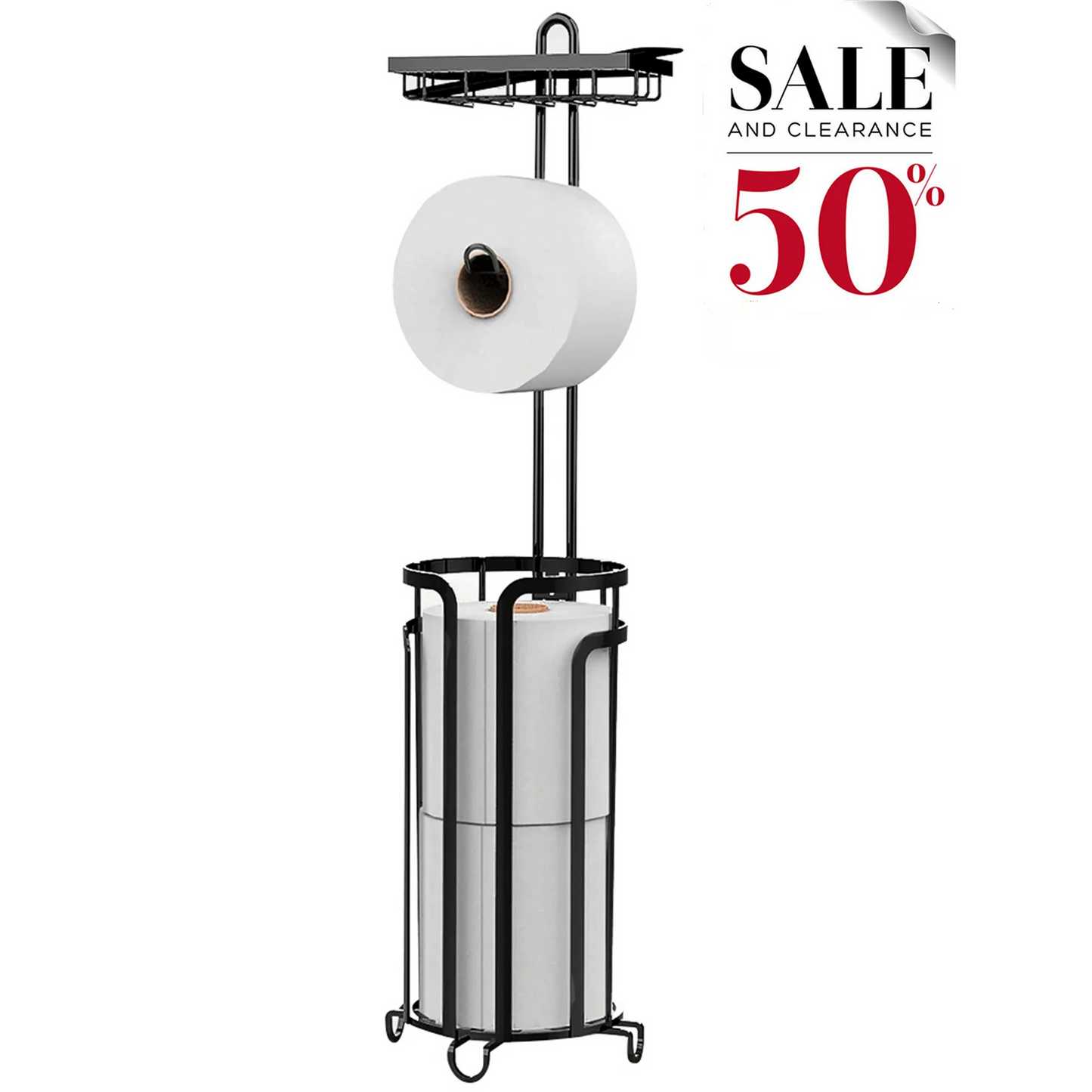 Techvida Tissue Paper Roll Stand, Bathroom Toilet Paper Storage Holder, Floor Standing Toilet Paper Dispenser, Clearance