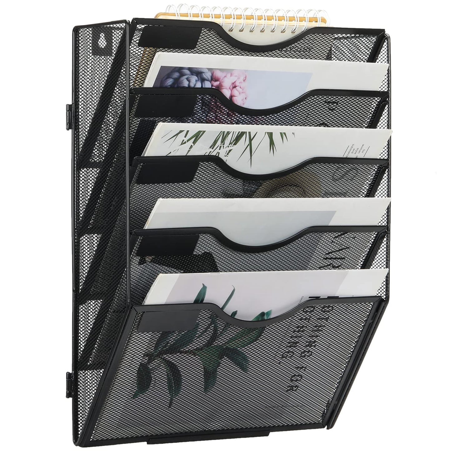 Techvida Wall File Holder, Office Mesh Hanging File Folder with 5 Pockets, Magazine Rack Mail Storage