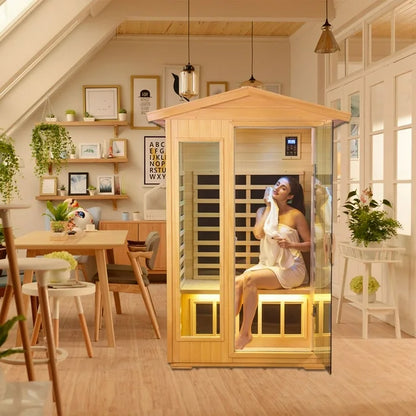 Two Person Outdoor Basswood Far Infrared Sauna Room