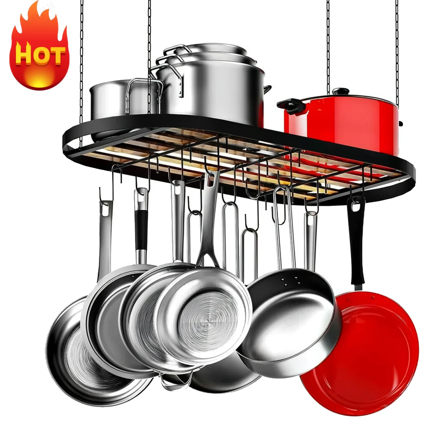WERSEON Ceiling Mount Hanging Pot Rack, Pot Hanger Pots and Pans Organizer, Heavy Duty Cooking Hanger with 12 Hooks