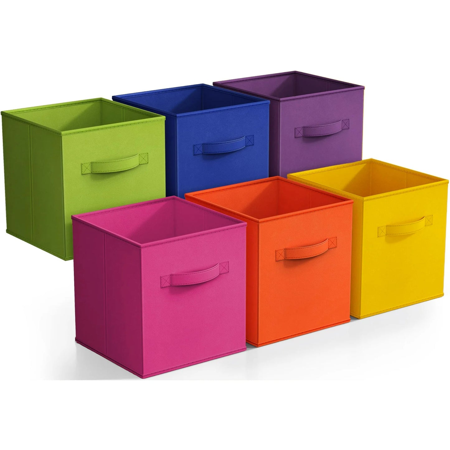 WERSEON Cube Storage Bins, 11 Inch Collapsible Storage Cube Organizer with Handle for Bedroom Playroom, Shelf Basket for Toys, Books, Clothes, 6-Pack