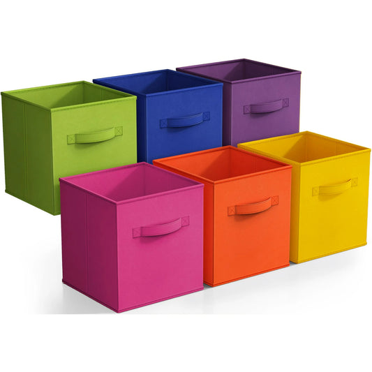 WERSEON Cube Storage Bins, 11 Inch Collapsible Storage Cube Organizer with Handle for Bedroom Playroom, Shelf Basket for Toys, Books, Clothes, 6-Pack