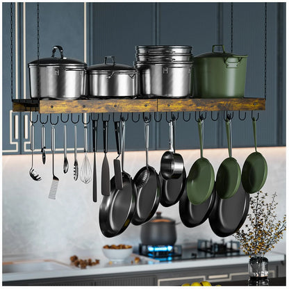 WERSEON Hanging Pot Rack Ceiling Mount, Extra Large Pot Hanger Pots and Pans Organizer, Heavy Duty Cooking Hanger with 24 Hooks for Kitchen Ceiling