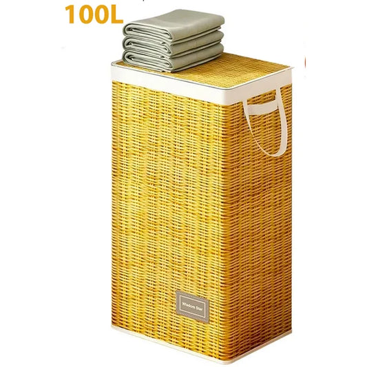 WERSEON Laundry Hamper with Lid, 100L Large Fabric Laundry Basket, Freestanding Waterproof Clothes Hamper Storage Basket for Toys Clothes Organizer