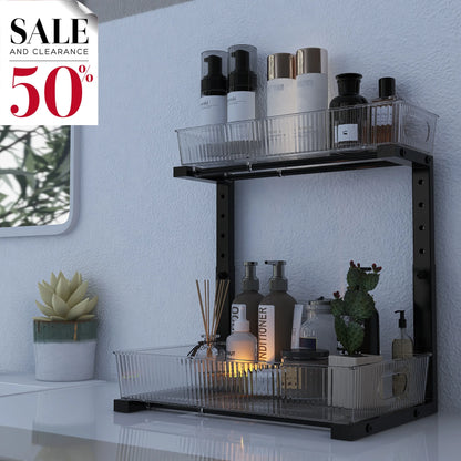 WERSEON Under Sink Organizer, 2-Tier Pull Out Cabinet Organizer, Elegant Acrylic Under Sink Storage Shelf for Kitchen Bathroom Cabinet