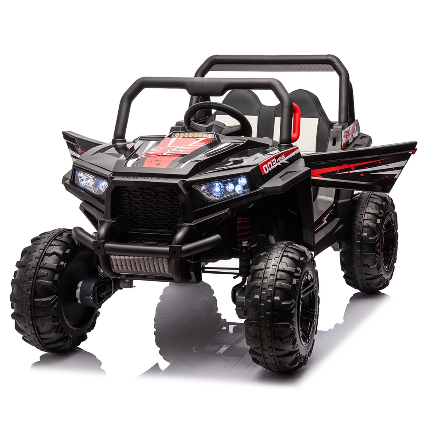 WUBEN 12V 7A Kids Ride On car, Powered Ride on Truck Car with Remote Control, Electric Off-Road UTV Vehicle with Spring Suspension,2 Speeds,Led Lights,Safety Belt,Bluetooth