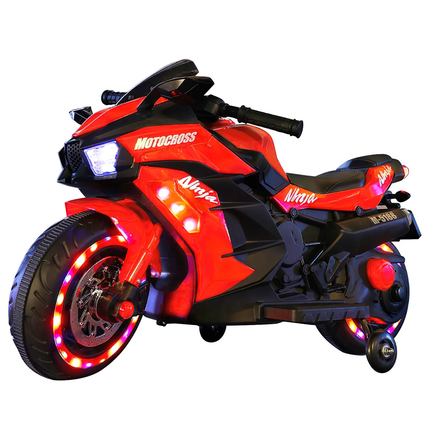 WUBEN 12V Kids Electric Motorcycle for Child, Motorcyle for Kids with Bluetooth, LED Lights (Red)