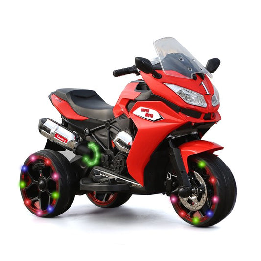 WUBEN 12V Kids Motorized Ride on Toys for Child 3 Wheeler Electric Motorcycle for Kids with Light Wheels