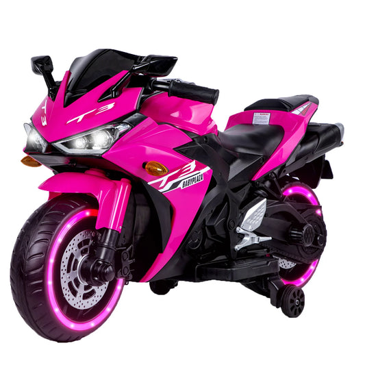 HNH 12V Motorcycle for Kids Battery Powered Ride on Motorbike for Child with Light Wheels Bluetooth