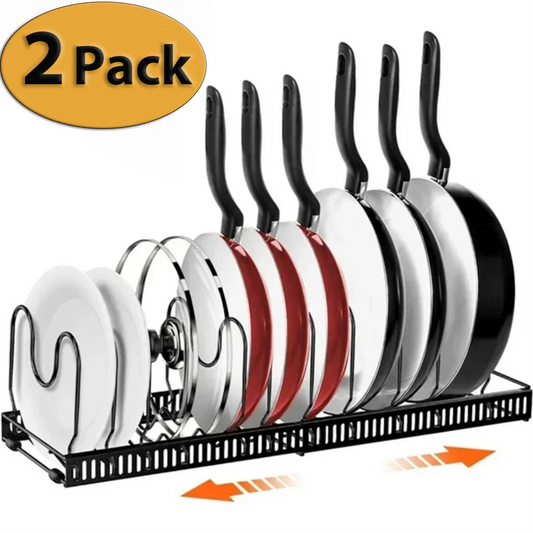 Werseon 2 Pack Expandable Pot Lid Rack Organizer, Pans Organizer Rack, Pots and Pans Organizer Rack Cookware Set Organizer