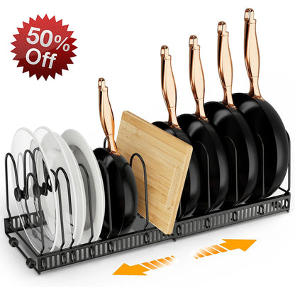 Werseon Expandable Pot Lid Organizer, Adjustable Pot Lid Holders for Cabinet, Pots and Pans Lid Rack,