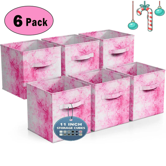 Werseon Colorful Collapsible Storage Bins, 6 Pack Foldable Storage Box with Handles, 11" Fabric Storage Cubes Organizers for Shelves
