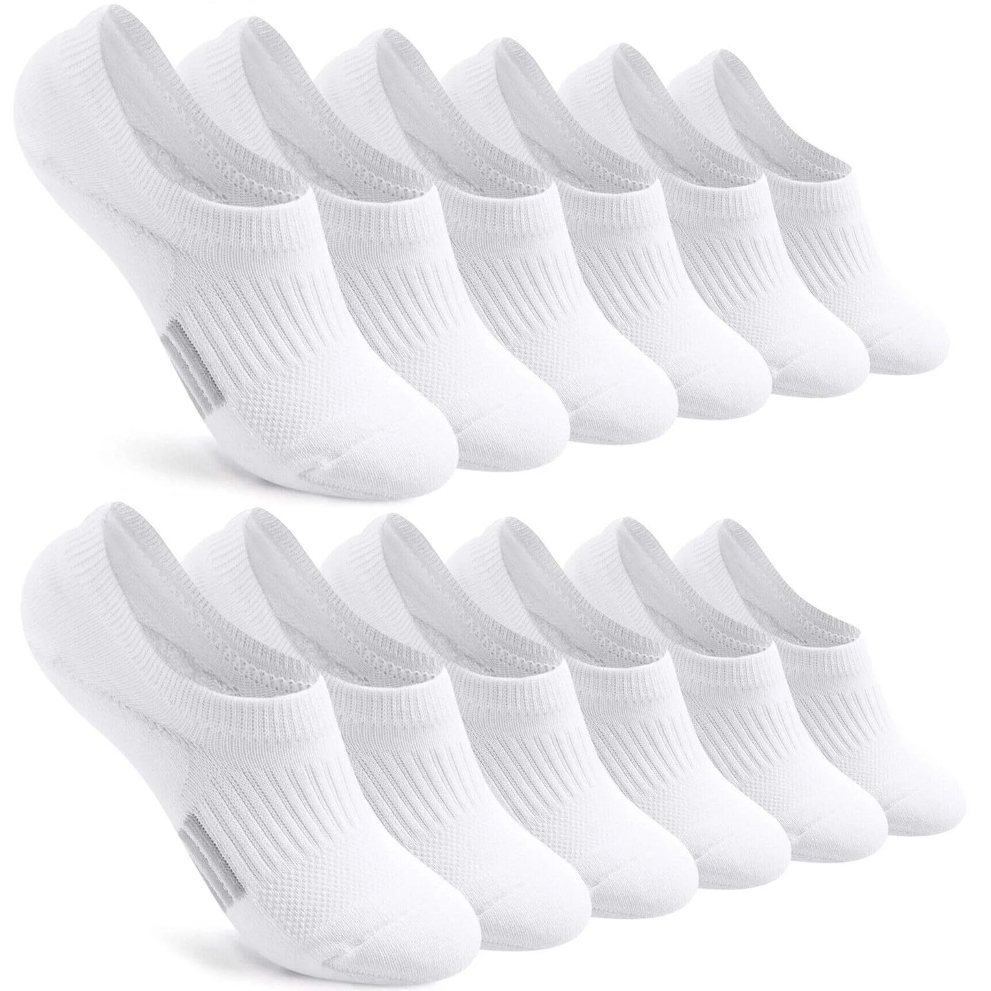 YOMYM Womens Athletic No Show Socks Low Cut Non-Slip Thin Liner Socks Invisible Hidden Socks for Flats,White