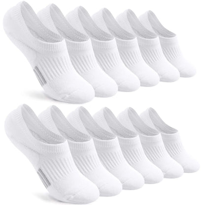 YOMYM Womens Athletic No Show Socks Low Cut Non-Slip Thin Liner Socks Invisible Hidden Socks for Flats,White