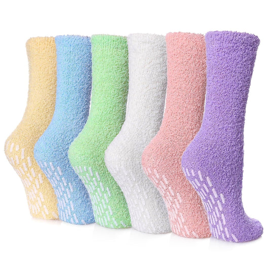 YOMYM Non Slip Socks for Women Winter Fuzzy Slipper Socks Soft Fluffy Socks with Grips