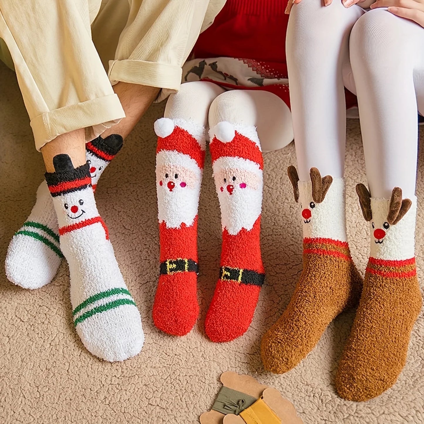YOMYM Christmas Womens Fuzzy Fluffy Socks Cozy Warm Super Soft