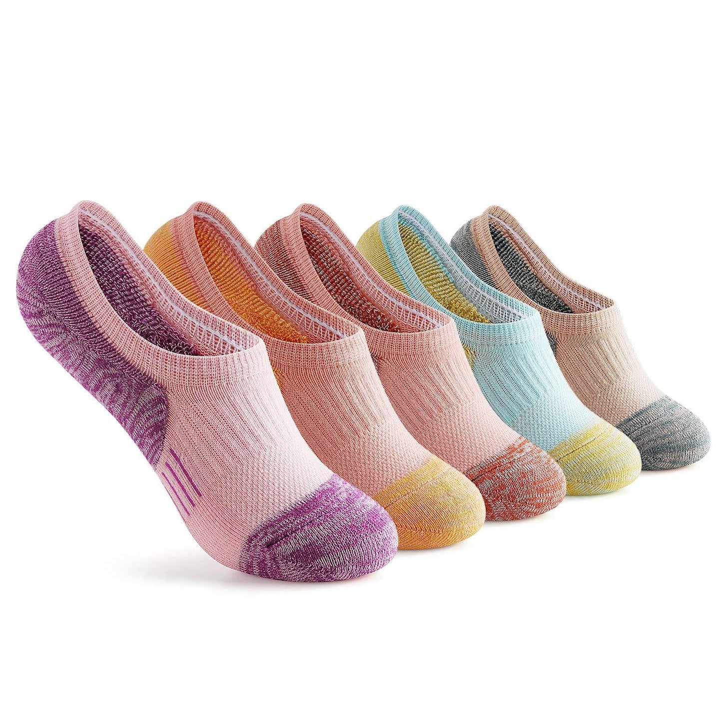 YOMYM 5 Pairs No Show Socks Womens Cushioned Low Cut Athletic Hidden Liner for Sneakers Ankle Running Socks