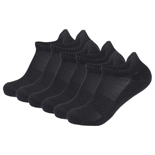 YOMYM 6 Pairs Womens Ankle Running Hiking Socks Thick Cushion Socks for Women, Black