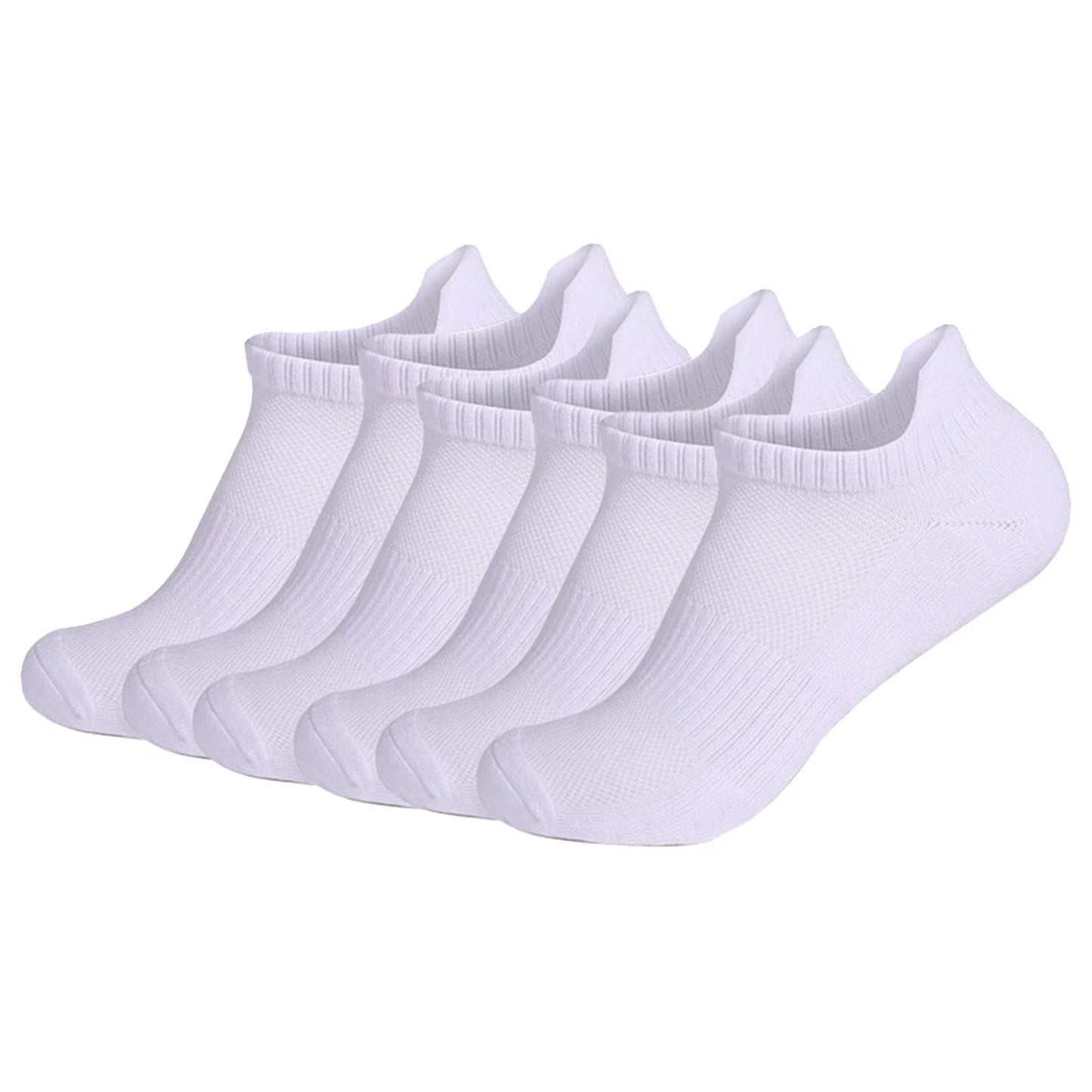 YOMYM Womens Ankle Socks Athletic Running Cushioned Socks for Women 6 Pairs, White