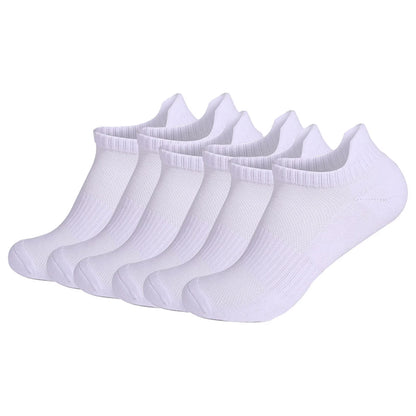 YOMYM Womens Ankle Socks Athletic Running Cushioned Socks for Women 6 Pairs, White