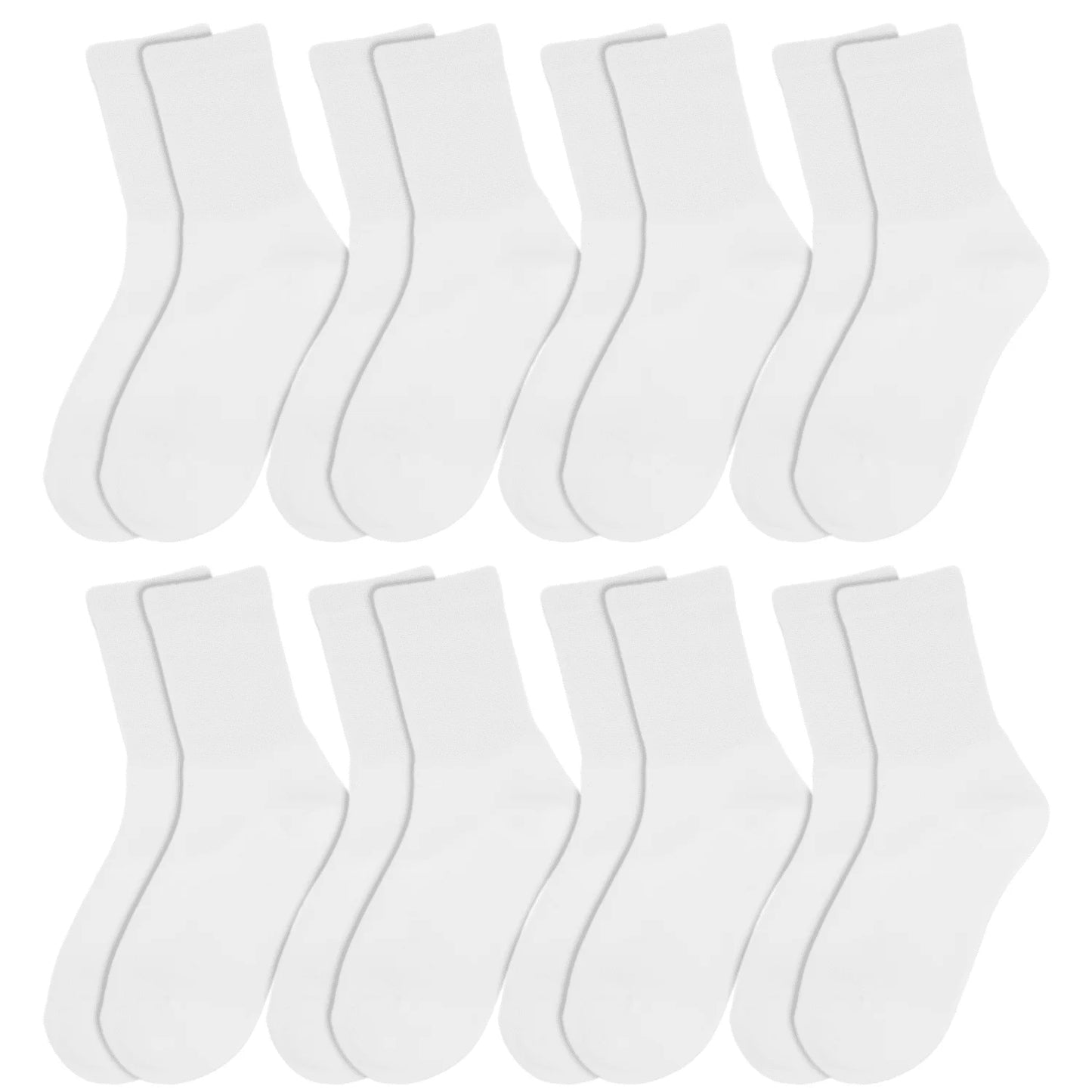 YOMYM 8 Pairs Casual Cotton Crew Socks for Women and Men, Athletic Casual Work Crew Socks, White