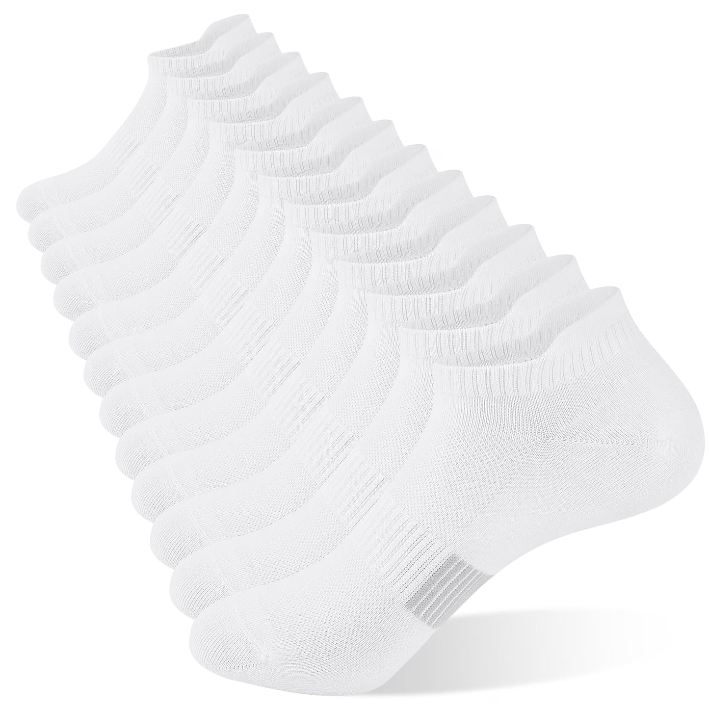 YOMYM White Athletic Ankle Socks Breathable Low Cut Running Socks with Arch Support Cushioned