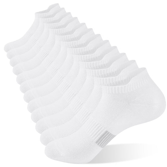 YOMYM White Athletic Ankle Socks Breathable Low Cut Running Socks with Arch Support Cushioned