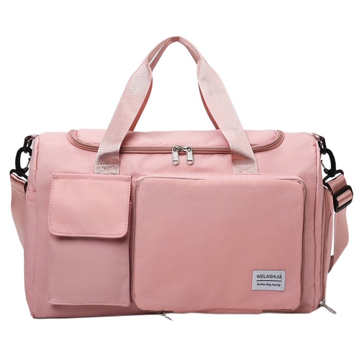 YOMYM Gym Bag for Women, Waterproof Duffle Bag Carry On Weekender Bag with Shoe Compartment & Wet Pocket, Tote Bag for Travel, Pink