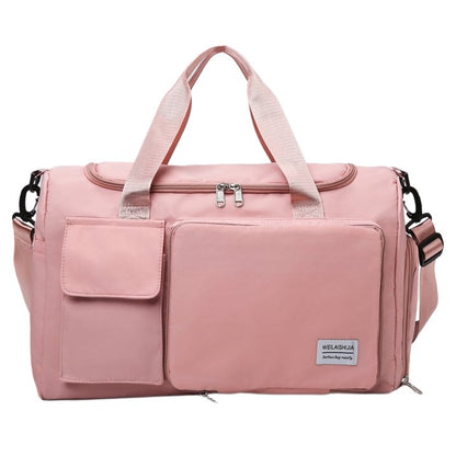 YOMYM Gym Bag for Women, Waterproof Duffle Bag Carry On Weekender Bag with Shoe Compartment & Wet Pocket, Tote Bag for Travel, Pink