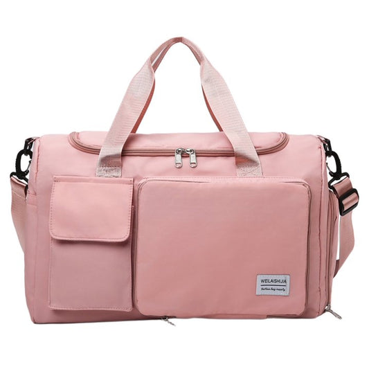 YOMYM Gym Bag for Women, Waterproof Duffle Bag Carry On Weekender Bag with Shoe Compartment & Wet Pocket, Tote Bag for Travel, Pink
