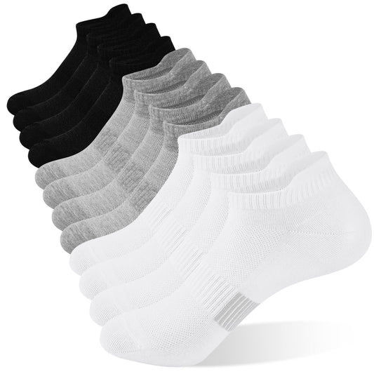 YOMYM 6 Pairs Ankle Socks for Women, Athletic Running Socks Cotton Low Cut Tennis Sports Tab Sock Size 6-11