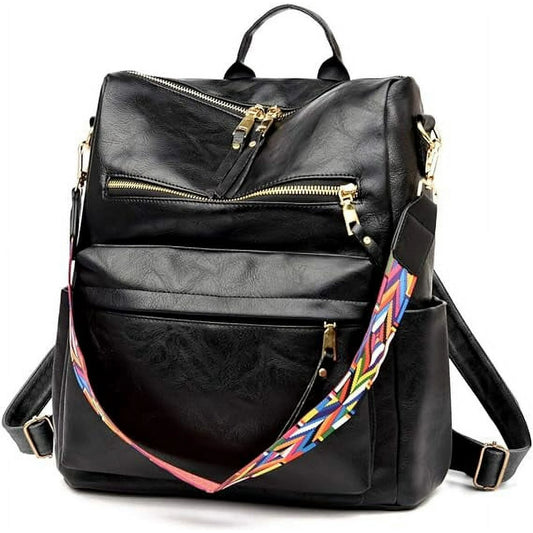 YOMYM PU Leather Backpack Purse For Women Convertible Ladies Fashion Casual Large School Shoulder Bags