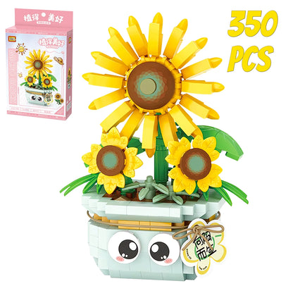 YOMYM Sunflowers Building Set Artificial Flowers for Home Decor Flower Building Toy Set for Kids Sunflower Gift for Girls and Boys Ages 8 and Up