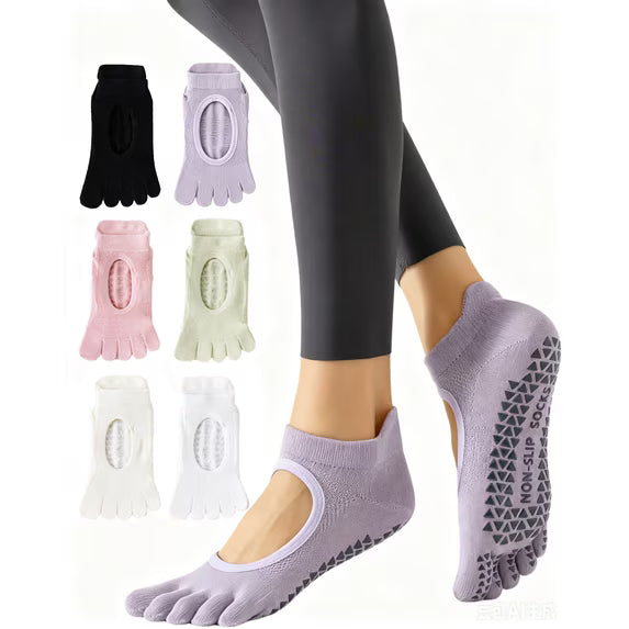 YOMYM Womens Toe Socks Comfy Cotton No Show Ankle Finger Socks for Running Athletic, 6 Pairs