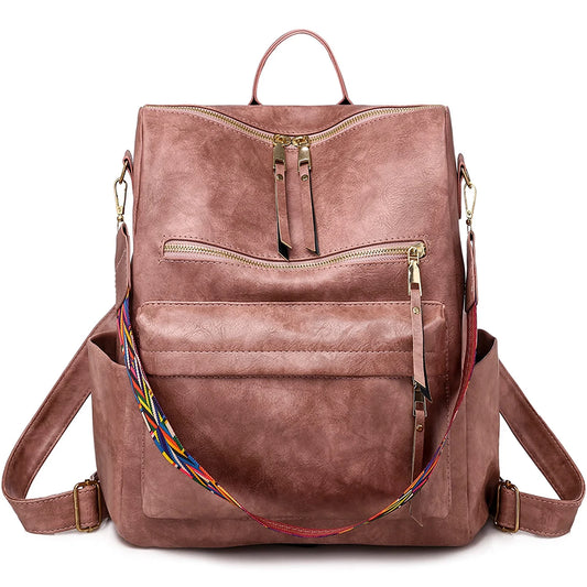 YOMYM Women Backpack Purse Fashion Leather Designer Ladies Convertible School College Shoulder Bags with Colorful Strap