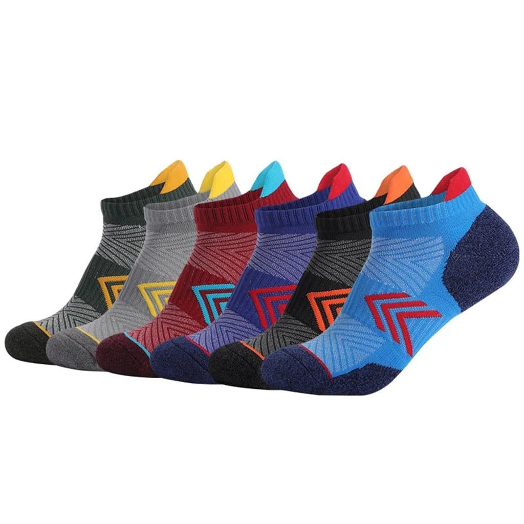 YOMYM Womens Athletic Running Cotton Socks, Thick Cushioned Anti-blister Wicking Ankle Socks 6 Pairs