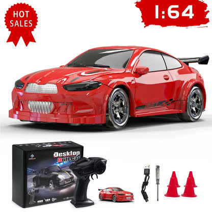 ZOGYMOZ RC Drift Car, Mini 2.4GHz 1:64 Scale 4WD High Speed Remote Control Cars, Racing Gift Toys for Boys, Red