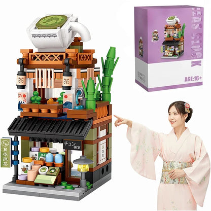 ZOGYMOZ 379Pcs Japanese Street Building Blocks Set, Mini Bricks Construction Building Toy for Kids and Adults,Simulation Architecture Creative Model Blocks